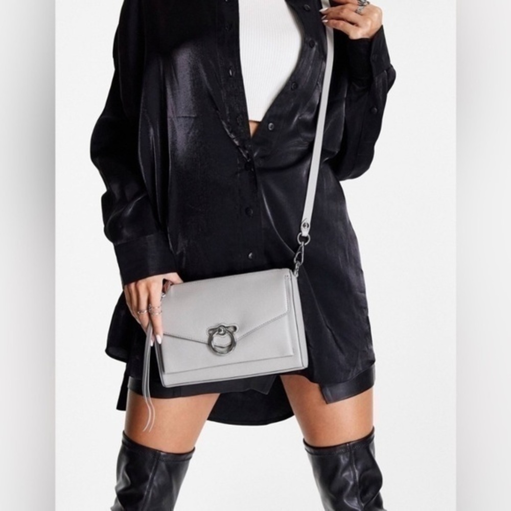 NWT Rebecca Minkoff Jean Mac Ice Grey Crossbody Bag Purse